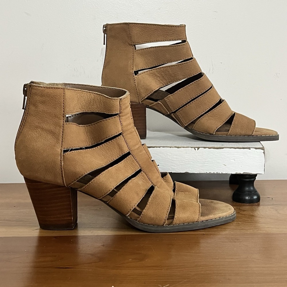 Vionic Women's‎ US 8.5 Harlow Brown Nubuck Caged Gladiator Back Zip Sandals